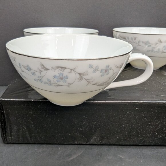 Fine China Japan Fairlawn Pattern 8603 Porcelain Flat 4 Oz Teacup Set of 4 - Picture 4 of 10